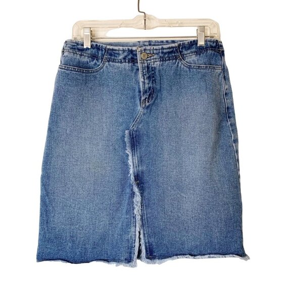 Vintage no boundaries Denim Raw Hem MIDI Skirt Juniors Size 7 - Picture 1 of 9